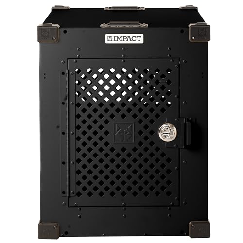 Impact Stationary Indoor Dog Crate for Medium Dogs - Heavy Duty Dog Kennel with Powder-Coated Aluminum - Designed for Home and Travel (Black, 30" (30.5" L x 20.5" W x 26" H))