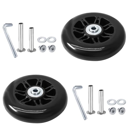 Image of Luggage Wheels Replacement, 90 x 24mm, Black Rubber, 2pcs