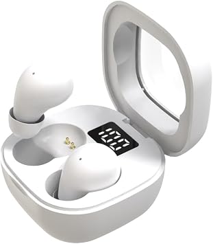Mini Earbuds for Work and Sleep, Small Bluetooth 5.3 Headphones, 24 Hours Total Battery Life White