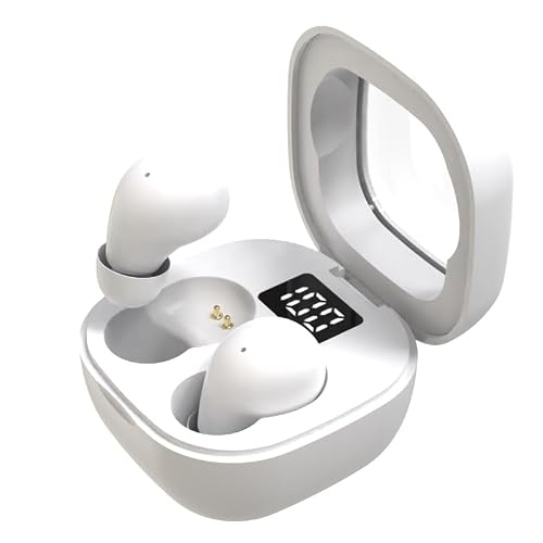 Honcas Mini Earbuds for Work and Sleep, Small Bluetooth 5.3 Headphones, 24 Hours Total Battery Life (White)