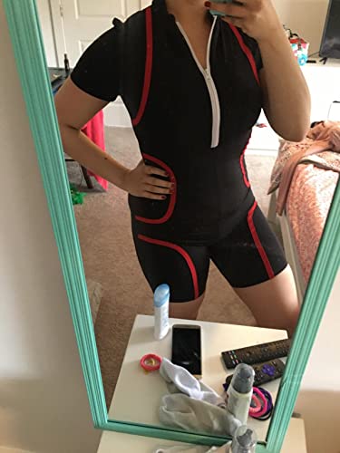 Gokatosau Women's Sexy Front Zip Catsuit Short Sleeve Catsuit Stand Collar Bodycon Club Mini Jumpsuit Black #TOP3