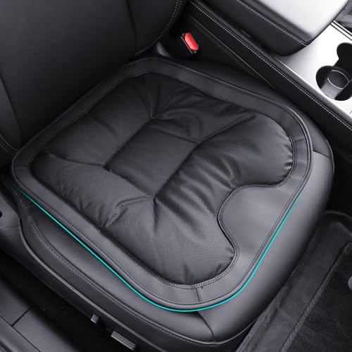 KWJTOY Cojín de asiento de coche, cojín de asiento de coche para conducción, cojín de asiento de piel de napa de confort de calidad superior, cojín ergonómico para asiento de coche