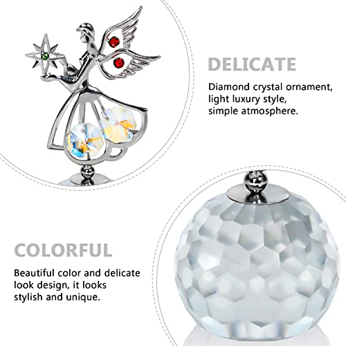 H&D Hyaline & Dora Silver Plated Crystal Studded Guardian Angel Figurine Ornament With Crystal Base Decorative Home Office Tabletop Keepsake Gift For Xmas Mother's Day Valentine's Day Birthday Party #TOP2