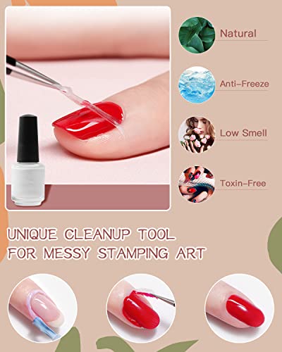 Seisso 12 Colors Nail Stamping Polish Gels+5Pcs Stamp Print Templates+1 Peel Off Nail Tape Stamp Latex+1 Stamper With Scraper, Stamping Nail Polish Art Set Manicure Gift Collection #TOP2