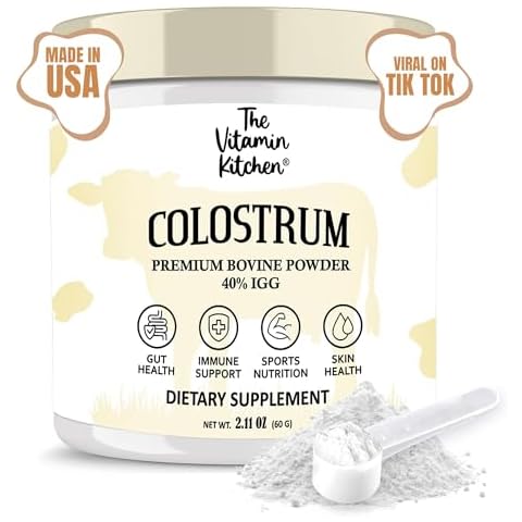 Bovine Colostrum Powder Supplement (40% IgG + No Fillers) Supports Gut & Digestive Health, Muscle Recovery & Growth, Immune Support - Unflavored & Easy to Mix - Non-GMO Made in USA – (60 servings) Cover