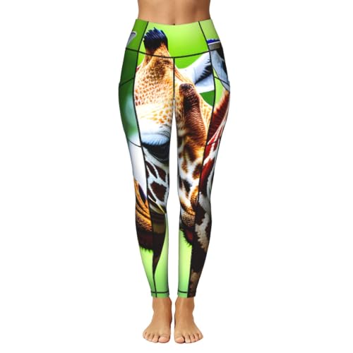 Leggings de jirafa con estampado animado y top deportivo cómodo 2