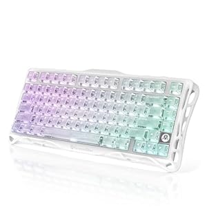 GravaStar Mercury K1 Lite 75% Gaming Tastatur, Tri-Mode Kabellos (2, 4GHz/Bluetooth/Kabel), Mechanische Hot Swap Gasket Tastatur, Vorgeölte Linearschalter, RGB Beleuchtung, QWERTY– Crystal Aurora