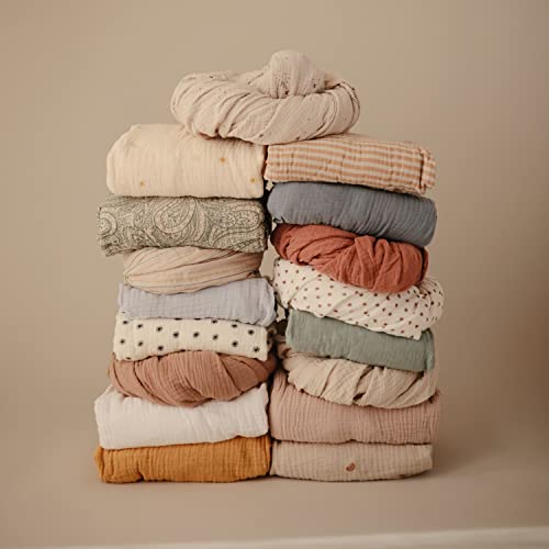 mushie Extra Soft Muslin Fitted Crib Sheet | 192 Thread Count | 28"x 52" (Fog) by mushie - Image 7