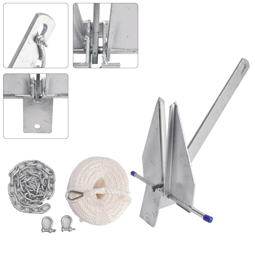 VIPIH Heavy Duty Boat Anchor 10 lbs Boat Slide Anchor Kit with Chain and Rope Set Compatible with Pontoon Deck Fishing and Sailboats by VIPIH - Image 6