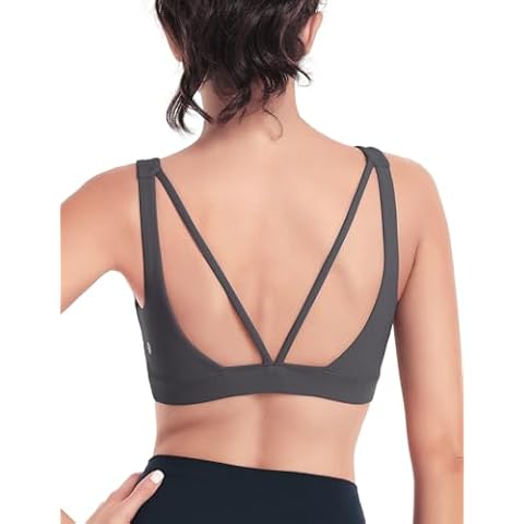 HeyNuts Wonder Sports Bras for Women Medium Support Yoga Bras Workout Bras with Removable Pads Graphite Grey M Cover