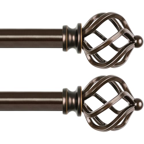 KAMANINA 2 Stück Gardinenstange Bronze 80 to148CM Lang, Dekorativ Vorhangstangen Ausziehbar Vorhangstange mit Twist Cage Endstück für Fenster, Wohnzimmer, Schlafzimmer KAMANINA 2 Stück Gardinenstange Bronze 80 to148CM Lang, Dekorativ Vorhangstangen Ausziehbar Vorhangstange mit Twist Cage Endstück für Fenster, Wohnzimmer, Schlafzimmer
