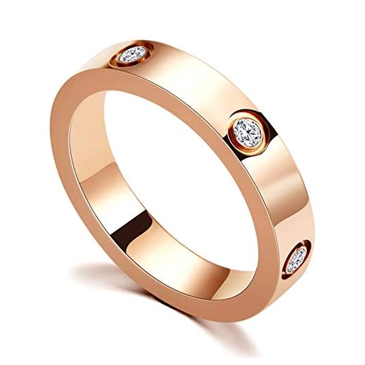 PDWZNBA Love Friendship Ring 18K Gold Silver Rose Plated Cubic Zirconia Stainless Steel Promise Ring Wedding Band Jewelry Birthday Gifts for Women
