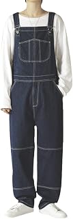 Men Pockets Cargo Denim Bib Overalls Casual Dark Blue Working Coveralls Loose Straight Jeans Jumpsuits