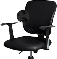 Vista 12 de Shukii Funda impermeable para silla de escritorio de oficina, funda de piel sintética, elástica, giratoria, para silla de computadora, protector
