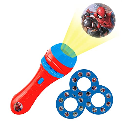 Lexibook, Spider-Man, Projecteur d'histoires, Lampe Torche et projecteur avec 3 disques, 24 Images, créez Vos Propres Histoires, LTC050SP