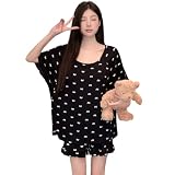 [YunXiozy Star] パジャマ専門店 ノースリーブ可愛い 薄手 夏用 胸パッド付きフリル レディース ルームウェア 上下セット 部屋着 寝間着