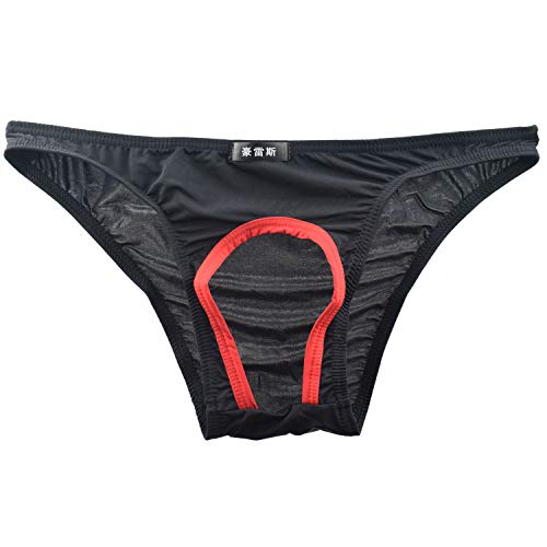 TESOON Men's Black Low Rise Ice Silk Bikini Briefs Underwear