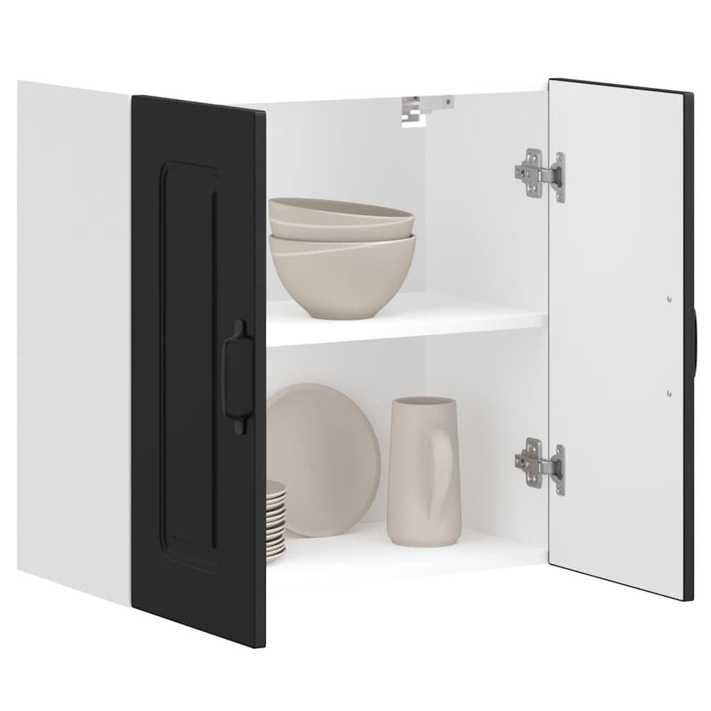 vidaXL Küchen-Hängeschrank Kalmar Schwarz Holzwerkstoff, Wandschrank Küche, Wandschrank, Oberschrank, Küchenschrank, Hängeschrank, Oberschrank Küche
