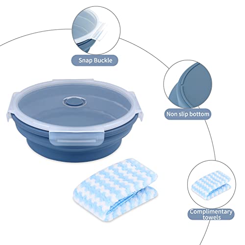 Viglt Camping Bowls Collapsible Food Storage Containers With Lids,1200Ml Silicone Bowl,Sandwich Container- Perfect For Snack Containers,Travel-Microwave & Dishwasher Safe (Gray) #TOP2