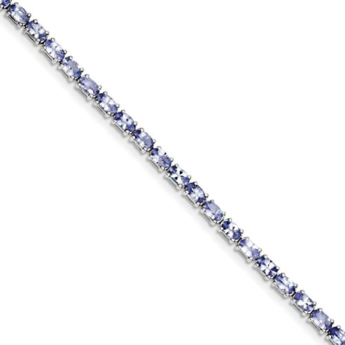 Diamond2Deal 925 Sterling Silver Rhodium-Plated Tanzanite Bracelet Size 8.25" For Women #TOP21