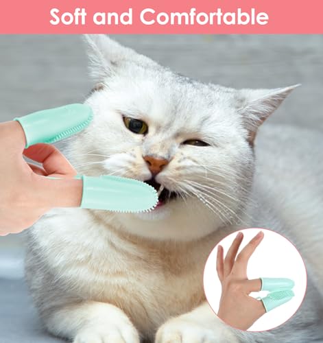Image of Finger Dog Toothbrush, 3 Pack, Multicolor, Dual-Finger Design, 135 Angled Bristles, Extra Soft, Pet Toothbrush