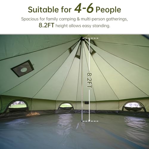Bell Tent with Stove Jack – Spacious 13.1ft Family Glamping Yurt, 4-6 Person, 4 Season, Easy Setup, Waterproof, Ventilated Outdoor Shelter (13.1ft(Green) - Image 3