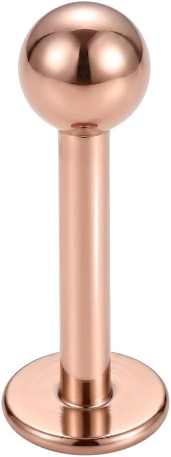 Rose Gold Anodized Top Ball with 16 Gauge 316L Surgical Steel Lip Labret - Tragus Bar Piercing - Labret Stud Helix - Tragus Piercing Jewelry