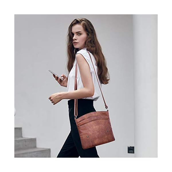 CLUCI Crossbody Bags for Women Small Leather Purse Travel Ladies Designer Triple Pockets Vintage Handbags Shoulder Bags Black - Image 3