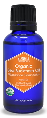 Zongle USDA Certified Organic Sea Buckthorn Oil, Unrefined Virgin, Cold Pressed, Hippophae Rhamnoides, 1 OZ