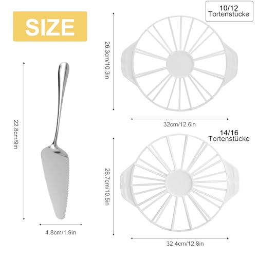 Miniatura 2 de Wokicor Divisor De Tarta 10 12 14 16 Porciones, Cortador De Tarta Redondo Reutilizable En Plástico Alimentario Con Mango Ergonómico, Utensilio Repostería Con Cuchillo Inox Para Cumpleaños, Boda, Cocin
