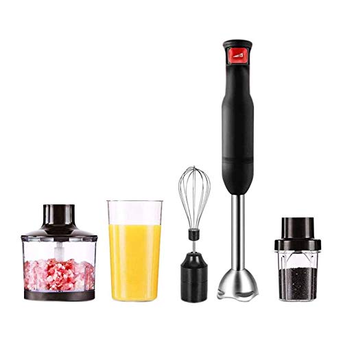 LEONYS Mezclador de inmersión de mano multifuncional 500W, Blender de acero inoxidable 304, cuchilla, vaso de mezcla, procesador de alimentos, adjuntos de batidor, libre de bipa, negro
