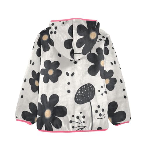 GuoChe Black Flowers Girls Sherpa Lined Hoodie2