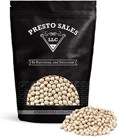 Chickpeas, White roasted salted, Oil free, Tasty Snack, Plant-Based Protein, Versatile, Energy, Garbanzo beans, All Ages, Packed in a Resealable Pouch Bag of 5 lbs. (80 oz.) by Presto Sales LLC