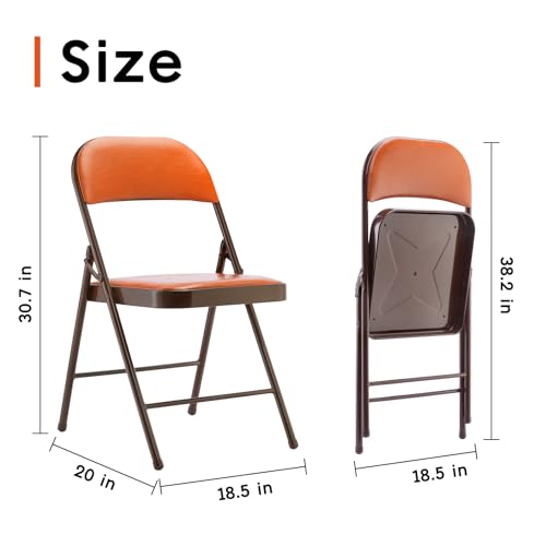 SKOK 4 Pack Padded Folding Chairs with Upholstered Cushion & Back, Padded Seats for Indoor & Outdoor, Portable Stackable Commercial Foldable Chairs with Metal Frame for Events, Wedding Party
