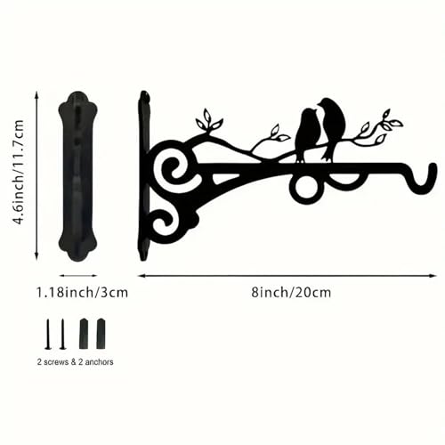 DragonX2 Metalowy uchwyt na kwietnik, 20 cm, 20 cm, uchwyt ścienny na doniczkę, nadaje się do dekoracji ogrodu, doniczek, łańcuchów świetlnych