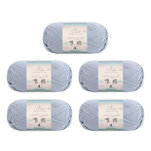 Susan's Family Combed Cotton 4 ply Yarn 5x50g-5Packs-93#Gray Dawn