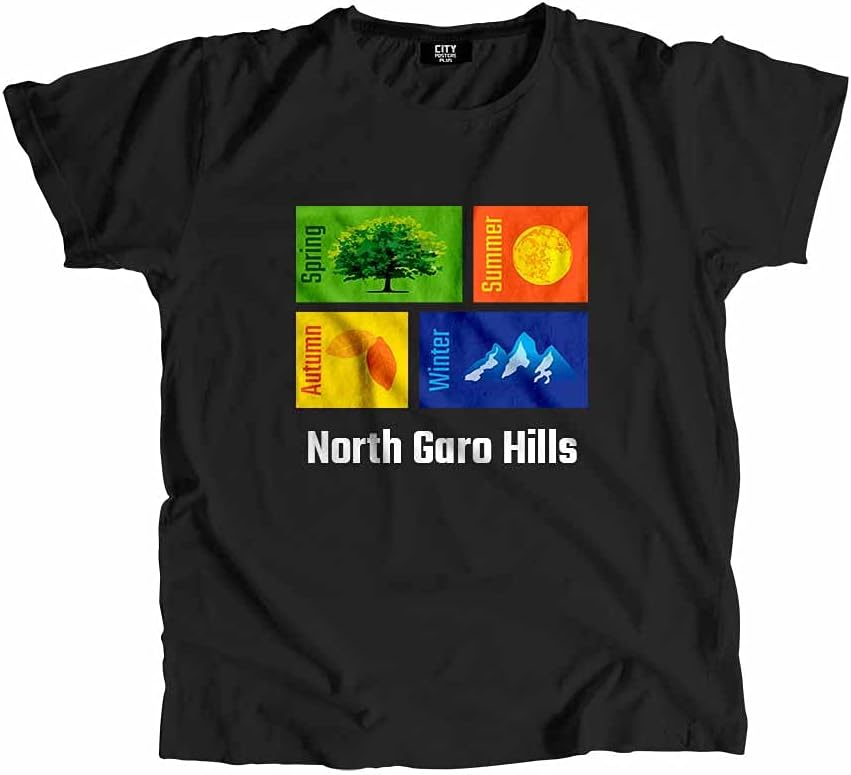 CITY POSTERS PLUS North Garo Hills Seasons Unisex T-Shirt (Black)