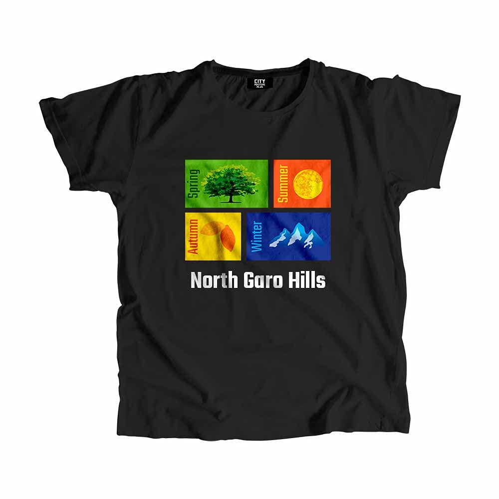 CITY POSTERS PLUS North Garo Hills Seasons Unisex T-Shirt (Black)