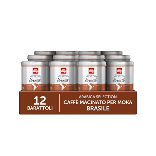 illy, Caffè Macinato per Moka Arabica Selection Brasile, 100% Arabica