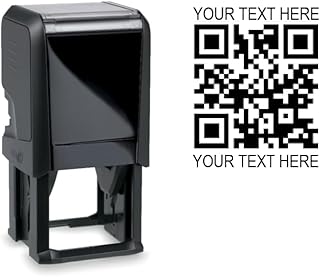 Hubco Black 4924 QR Code Self-Inking Stamp with Custom Text - Upload Your QR Code!