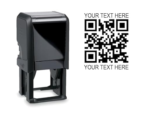 Hubco Black 4924 QR Code Self-Inking Stamp with Custom Text - Upload Your QR Code! * * Please Read Description Carefully for Instructions * *
