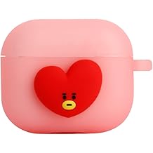 حافظة BT21 متوافقة مع حافظة الجيل الثالث من Apple AirPods ، حافظة هلام شفافة من الجيل الثالث متوافقة مع حافظة AirPods 3 ، الشحن اللاسلكي [البضائع الرسمية] [7FLAVORS] TATA
