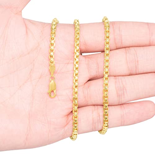 14K Yellow Gold Womens 3.5Mm Venetian Rounded Box Chain Pendant Necklace 16" #TOP1