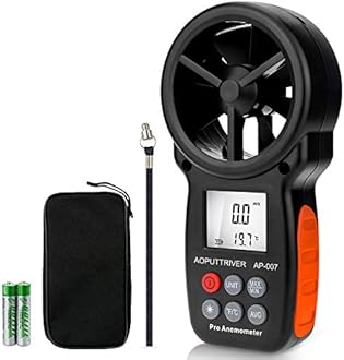 Digital Anemometer Handheld - MAX Up to 69mph,Wind Speed Meter Gauges for Measuring Air Flow,Temperature and Wind Chill with Backlit and Max/Min Data Record (Tripod Included)