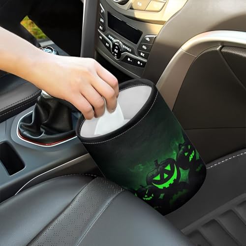 Image of Green Pumpkins Car Trash Can, Cute Car Trash Bag, Vehicle Trash Can, Multipurpose Trash Bag Hanging, Portable, Waterproof Storage Bag for Cars