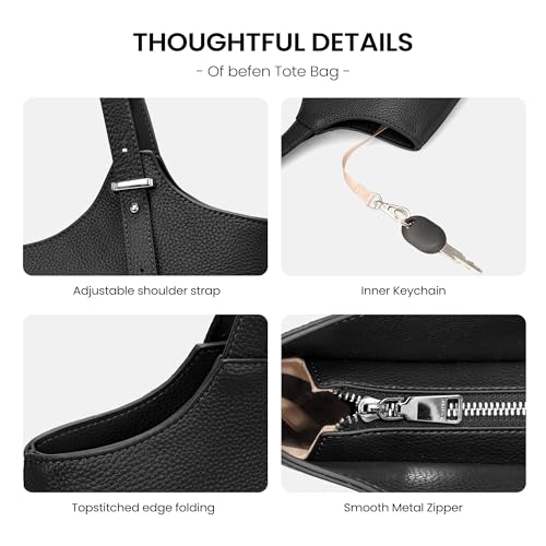 Image of befen Genuine Leather Tote Bags for Women, Real Leather Shoulder Handbags Satchel Purses with Adjustable Strap