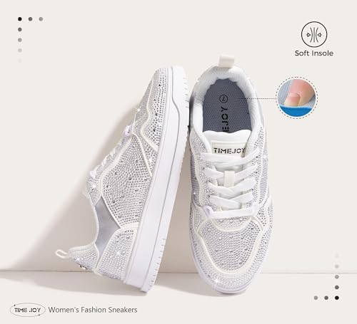Women's Sparkly Rhinestone Sneakers Comfortable Athletic Glitter Platform Tennis Shoes for Casual, Gym & Fashion Outfits3