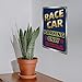 Race Car Parking Only – 8x12 Inch Metal Tin Sign, Gold & Black Text Wall Decor, Blue Background Plaque, Chrome-Style Border, Funny Garage Metal Wall Art