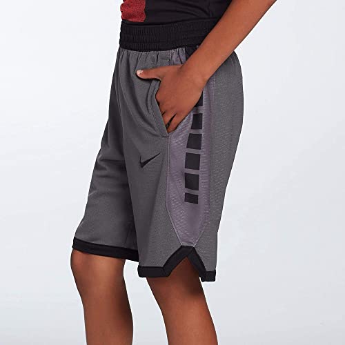Nike Boys Dri Fit Elite Stripe Basketball Short Dark Gray | Black Large #TOP2