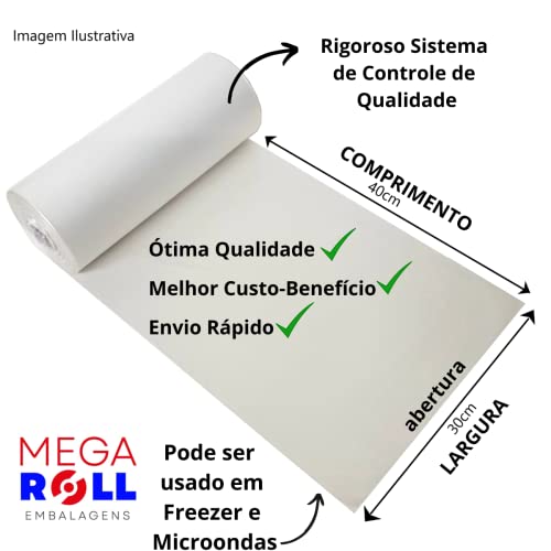 Bobina Picotada 30x40 Saco Plástico Transparente Rolo Com 500 Sacos Fundo Reto